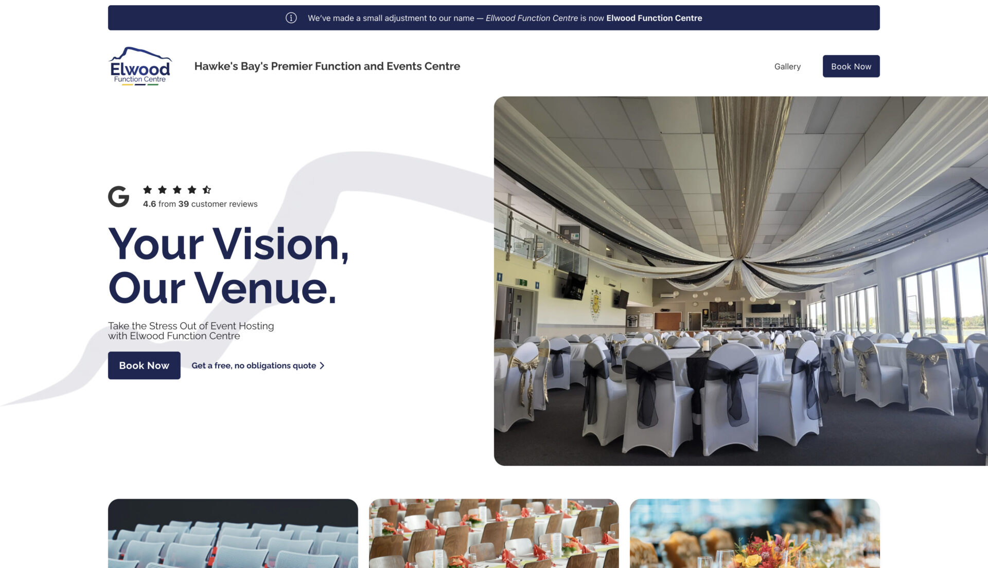 elwoodfunctioncentre 2025sitebuild homepage